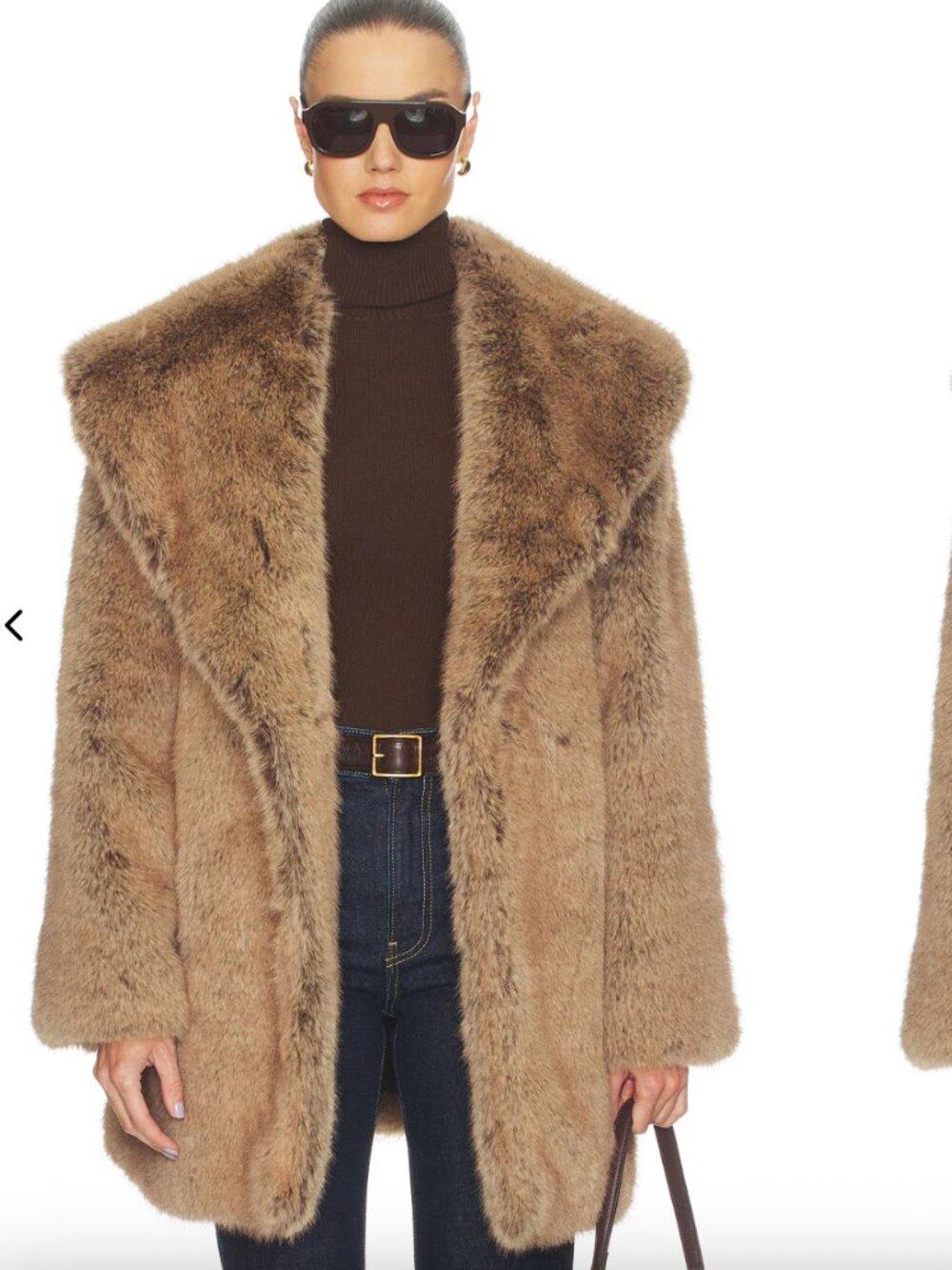 NWWT WeWoreWhat Shawl Collar Faux Fur Coat